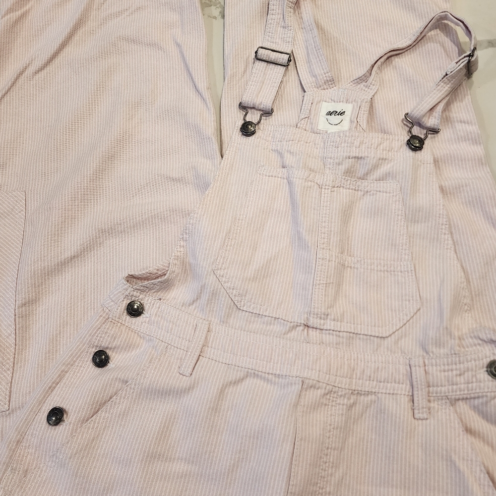 Aerie Pink Striped Overalls Ladies Size Medium